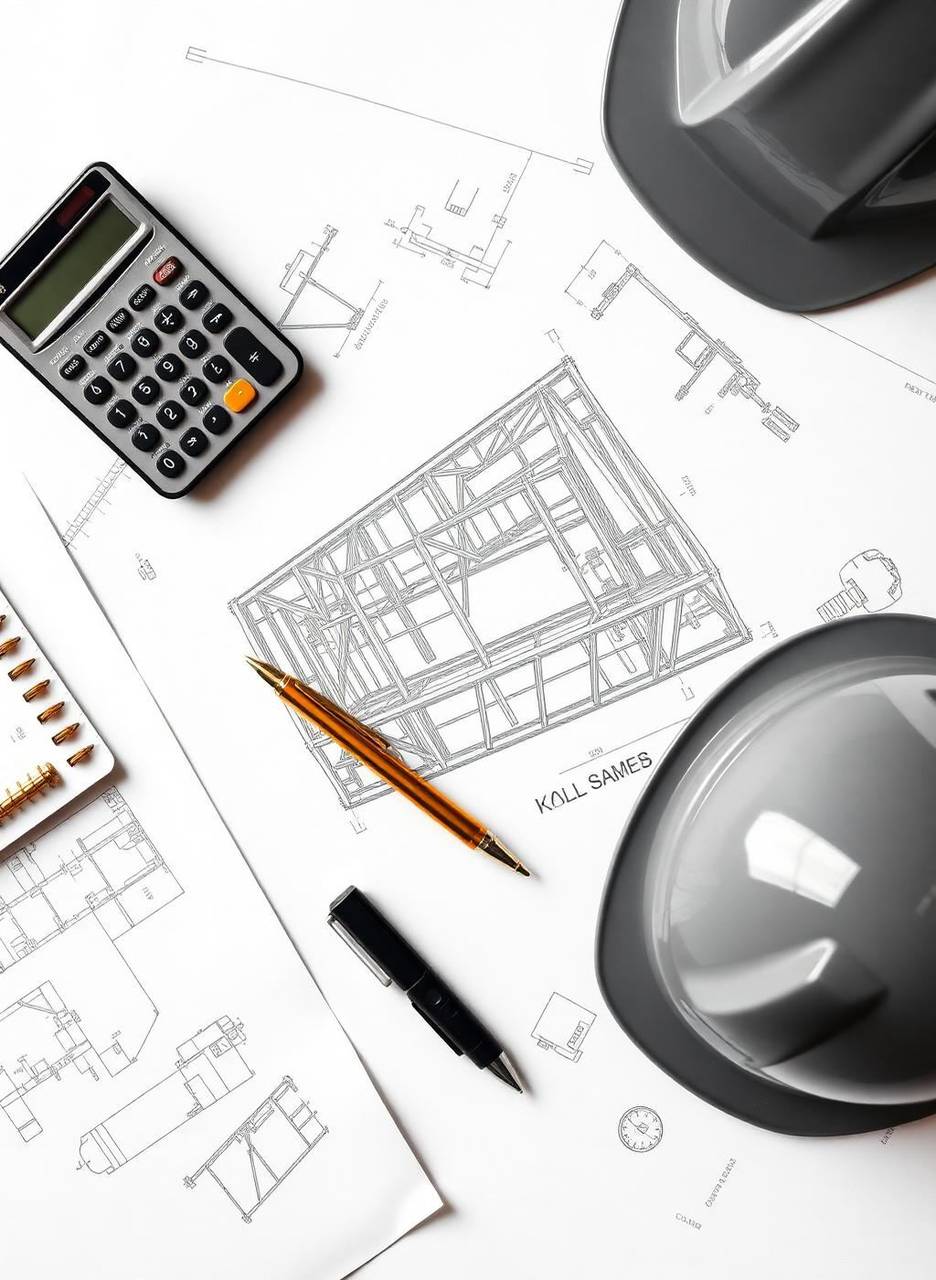 Structural engineer desk with drawings
